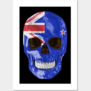 New Zealand Flag Skull - Gift for New Zealander With Roots From New Zealand Posters and Art